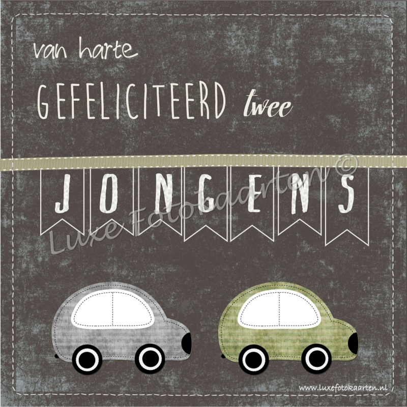 Geboorte Tweeling - krijtbord 2 auto's